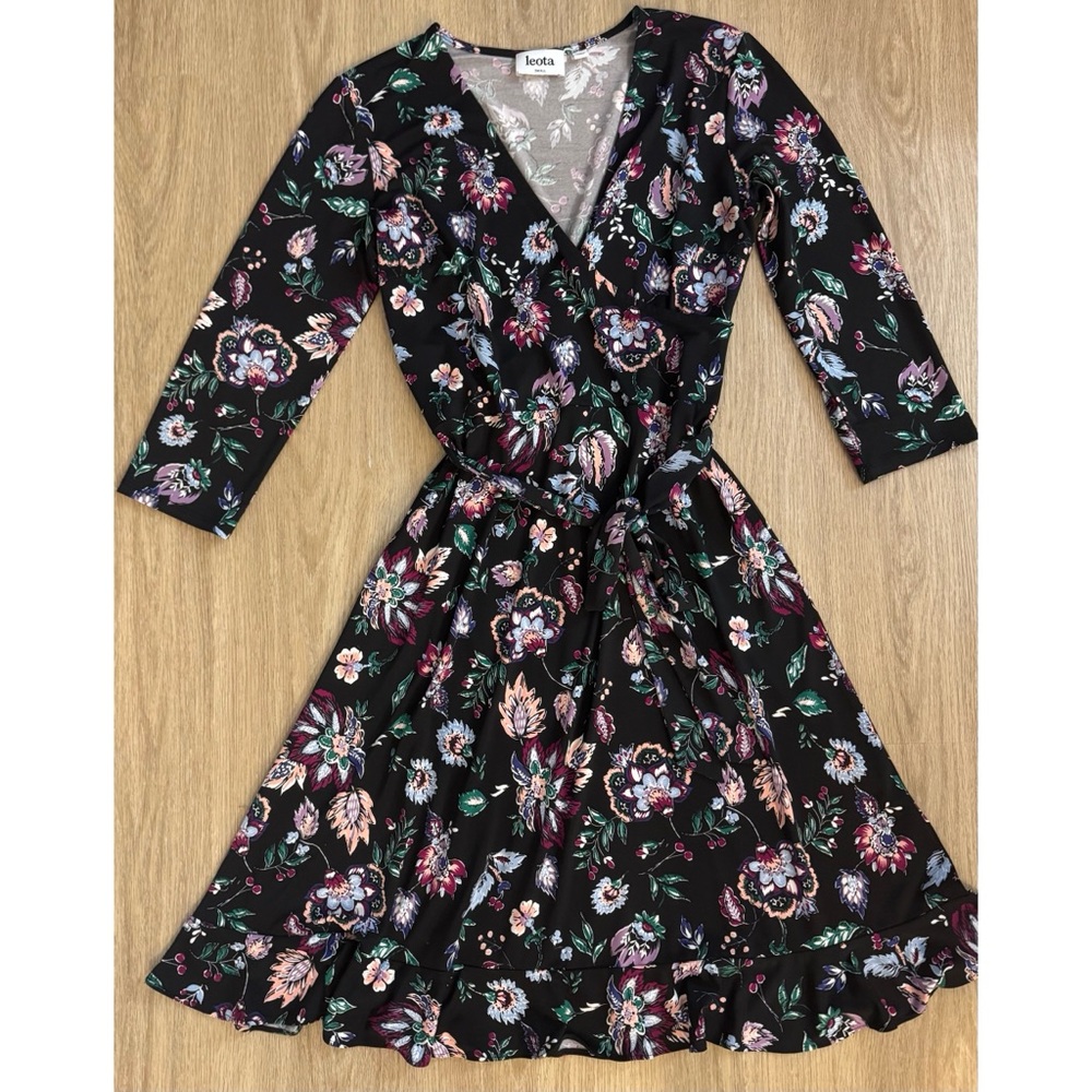 Leota Libby Faux Wrap Knit Dress in Floral